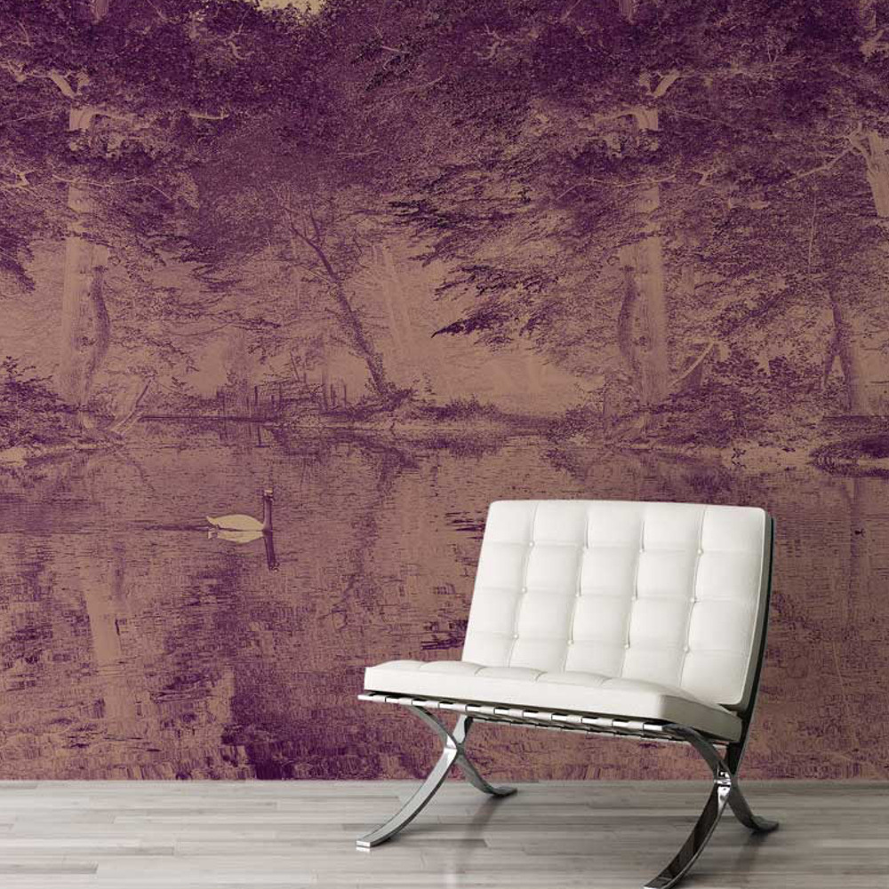 Swan Wall Mural (colour: Lavender, size: Small (150w x 320h))