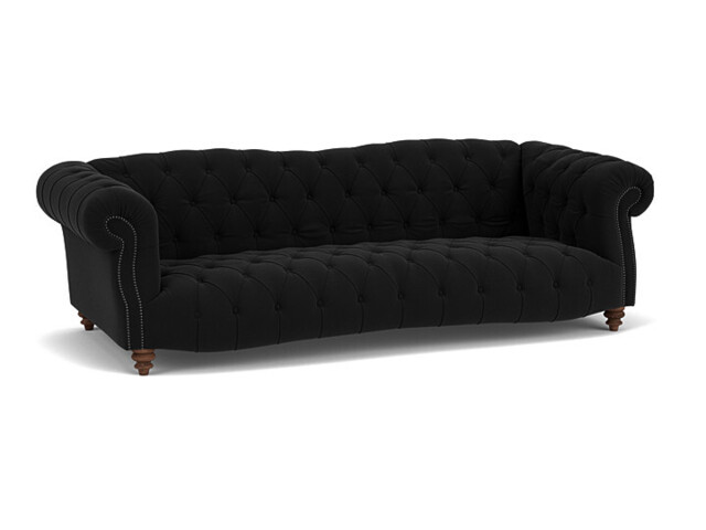 Black Velvet 3 Seater Sofa - Traditional Chesterfield Style Custom Sofa ...