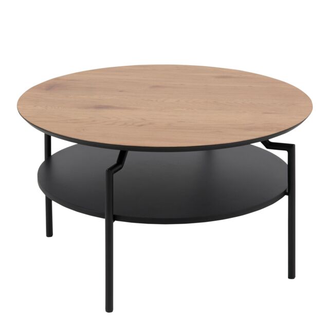 Goldington Round Coffee Table with Oak Top & Black Legs by Debenhams ...