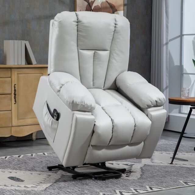 HOMCOM Riser & Recliner Chair for Living Room, Quick Assembly in Light ...