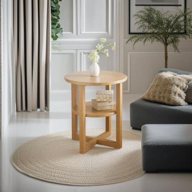Small Oak Side Table for Lamp or Coffee Decorative Sofa Side Table by