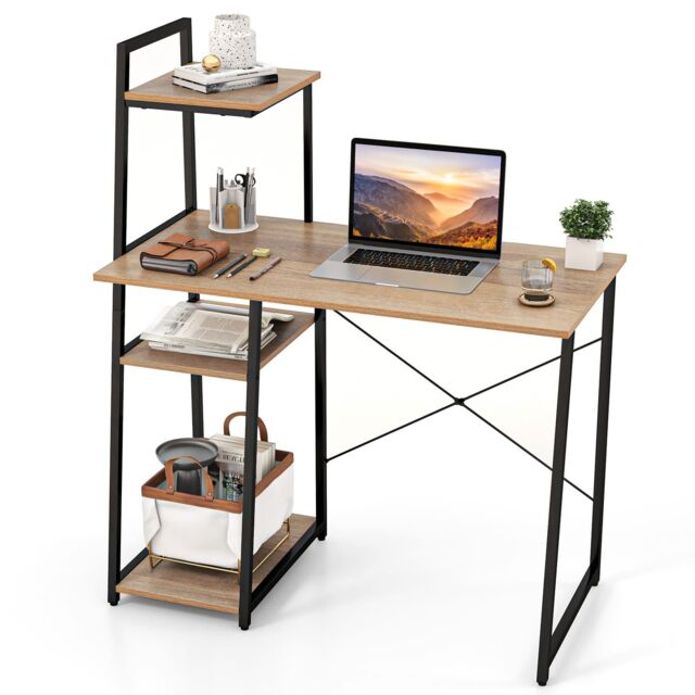 Costway Home Office Desk Computer Desk PC Laptop Workstation-Natrual in ...
