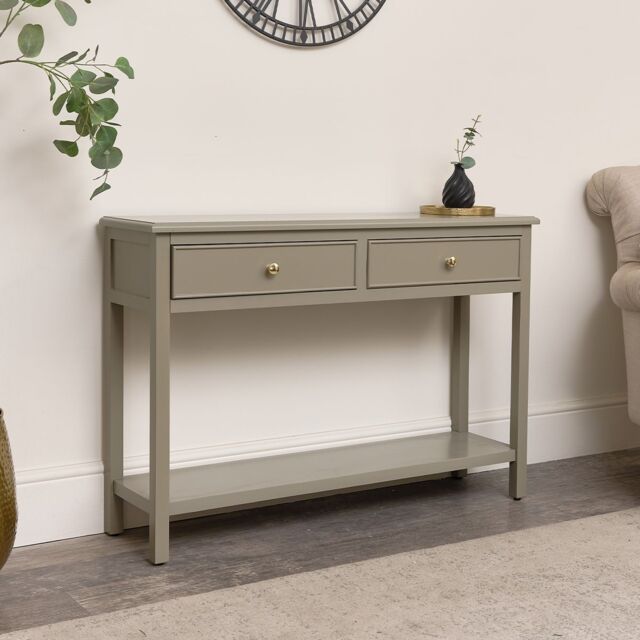 Taupe Grey 2 Drawer Console Table With Shelf Storage by Debenhams ...