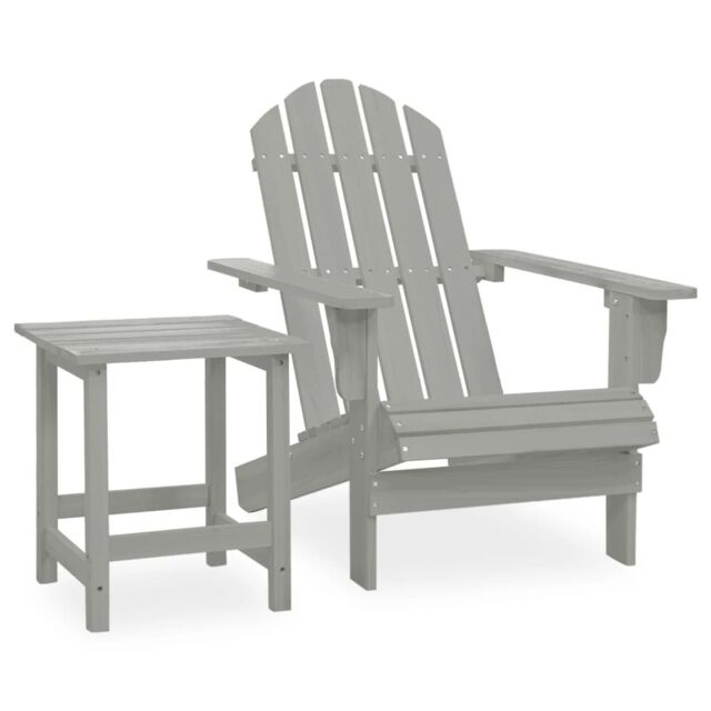 Berkfield Home Garden Adirondack Chair with Table Solid Fir Wood Grey ...
