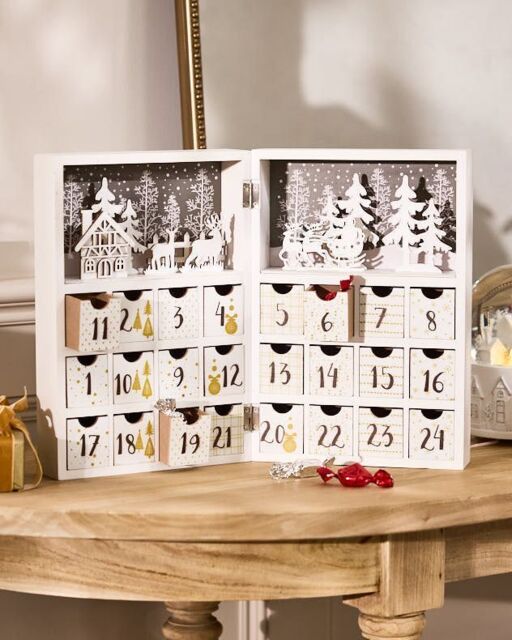 Luxury White Wooden Christmas Advent Calendar for Kids by Debenhams