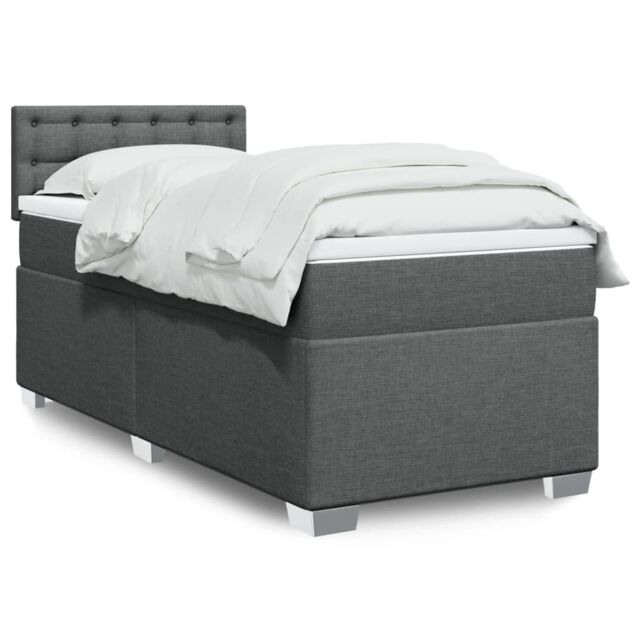Berkfield Home Box Spring Bed with Mattress Dark Grey 90x200 cm Fabric ...