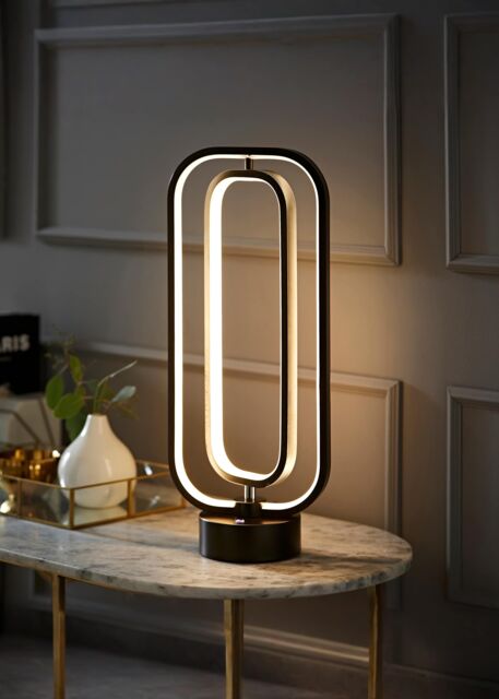 ValueLights Infinity Matte Black Revolving Integrated LED Table Lamp by ...