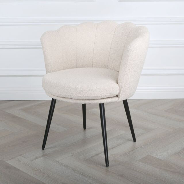 Flora - Boucle Armchair in Cream - (Black Legs) by Debenhams | ufurnish.com