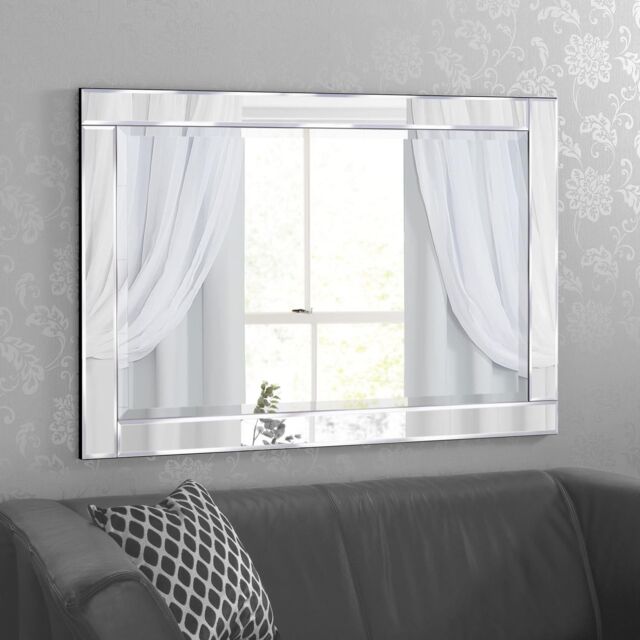 Large Venetian Art Deco Glass Framed Wall Mirror 90 x 60cm by Debenhams ...