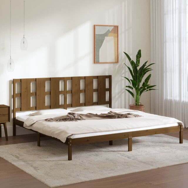Berkfield Home Bed Frame Honey Brown Solid Wood Pine 200x200 cm by ...