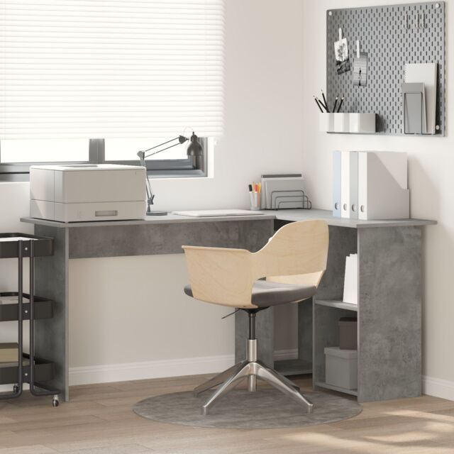 Concrete Grey Computer Desk Concrete grey Particle board by Debenhams ...