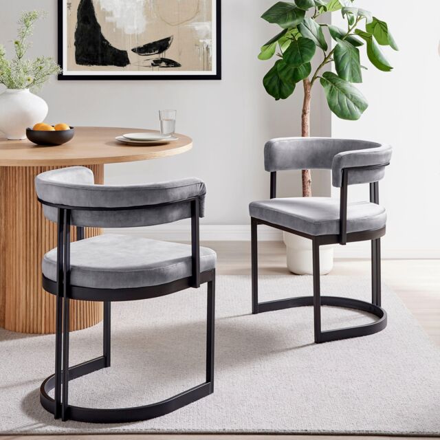 Modern Velvet Curved Dining Chair Upholstered With Soft Back & Padded — free download