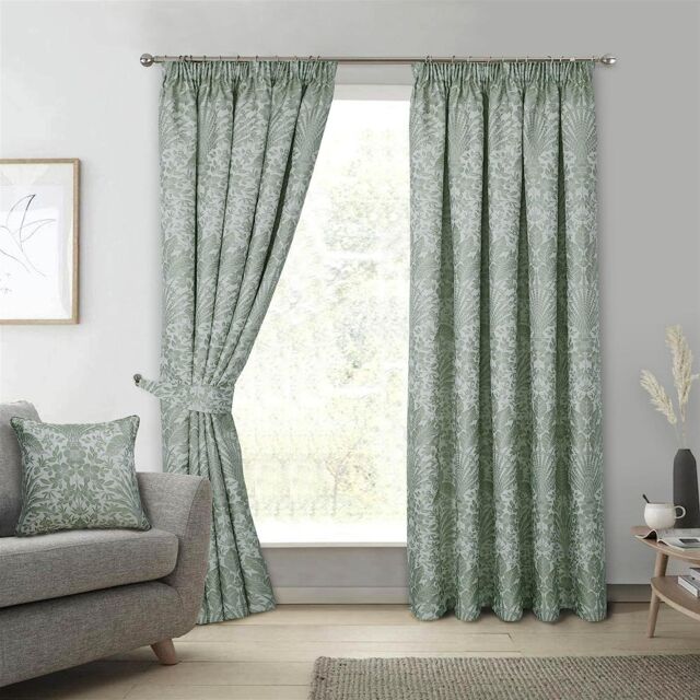 Sundour Lined Pencil Pleat Floral Curtains - Aviary Bluebell (Blue) Set