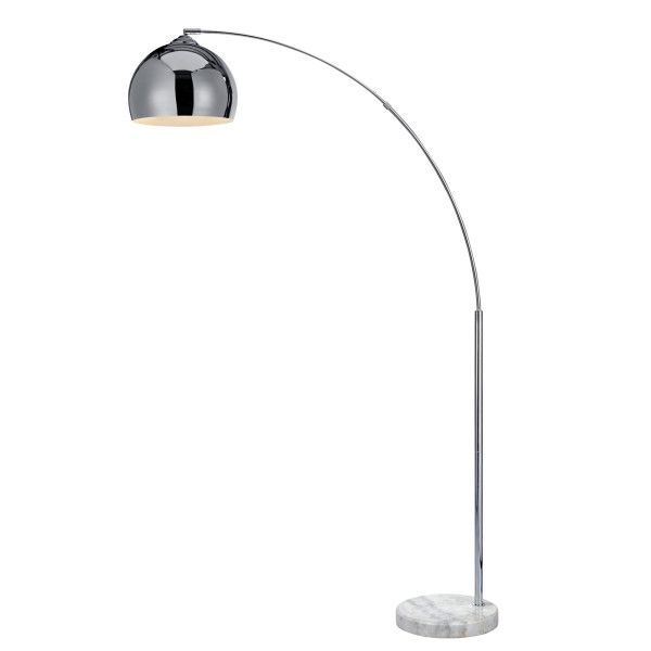 Modern Curved Arc Floor Lamp with Bell Shade & Marble Base, Chrome ...