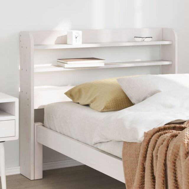 Berkfield Home Headboard with Shelves White 90 cm Solid Wood Pine by ...