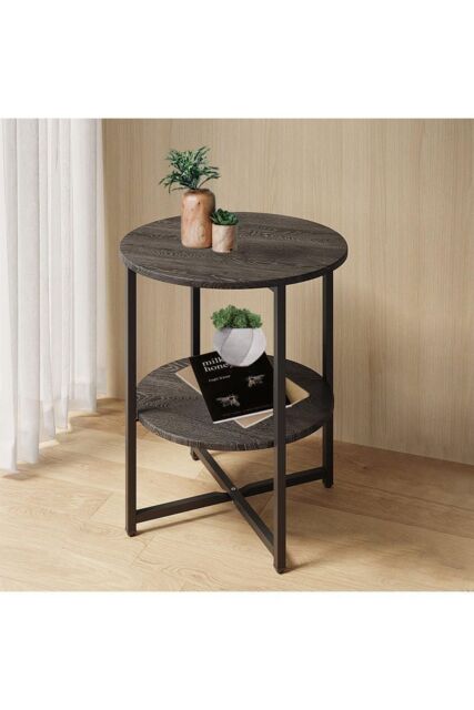 Black Small Round Coffee Table with 2 Tier by Debenhams | ufurnish.com