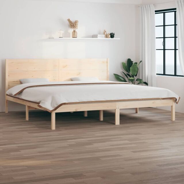 Berkfield Home Bed Frame Solid Wood Pine 200x200 cm in Brown by ...