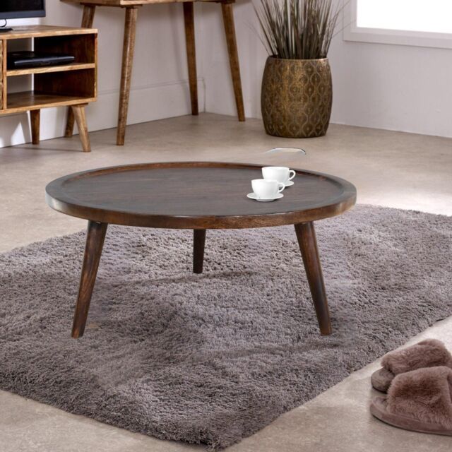 Dark Mango Wood Round Coffee Table by Debenhams