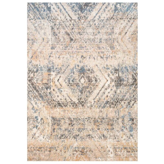 Kukoon Greige Distressed Diamond Area Rug in Beige - Size: 120 cm x 170 ...