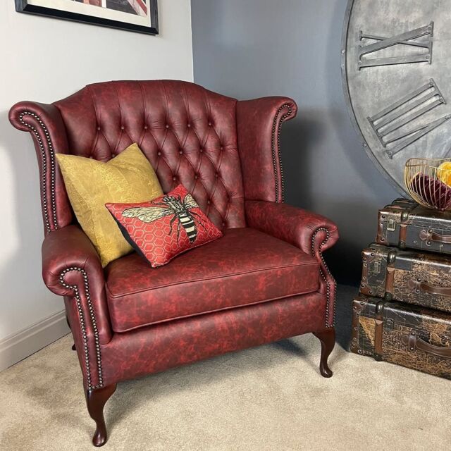 Scroll Distressed Leather 1.5 Seater Sofa - Etna Red by Debenhams ...