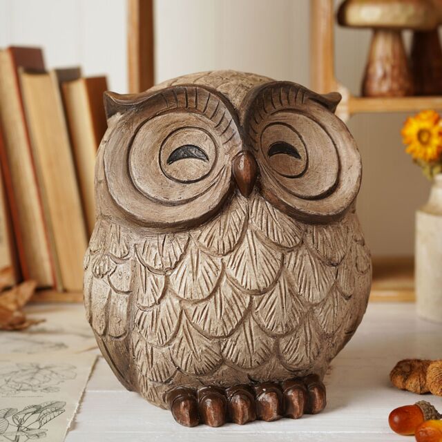 Country Living Autumn Harvest Wood Effect Resin Owl Sleeping in