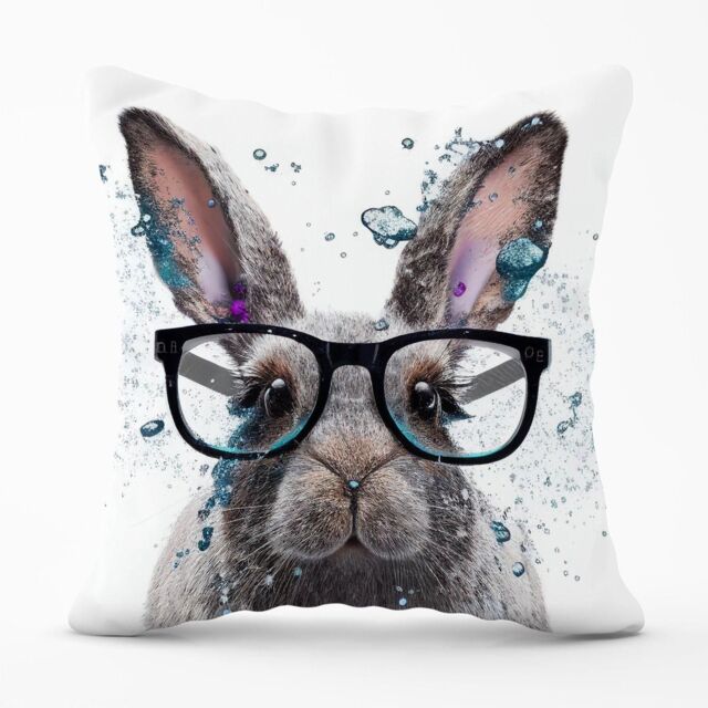 Warren Reed - Designer Rabbit With Glasses Splashart Outdoor Cushion in ...