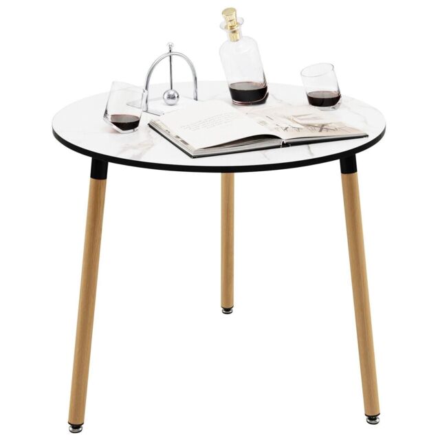 Modern Faux Marble Round Dining Table Round Coffee Table Compact Side
