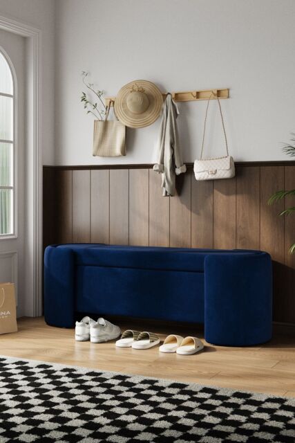 Blue Velvet Storage Bench by Debenhams | ufurnish.com