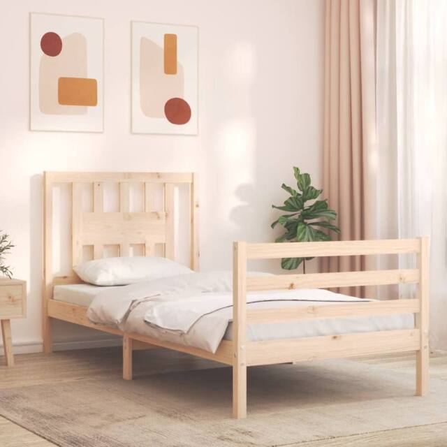 Berkfield Home Bed Frame with Headboard Single Solid Wood in Brown by ...