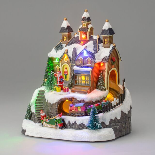 Christow Christmas Village Scene Indoor Table Decoration LED Lights ...