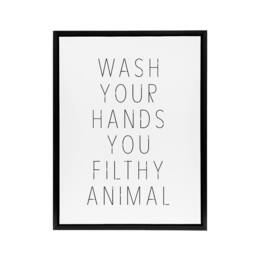 Funny Bathroom Wash Your Hands Toilet Sign Decor A4 Black Framed Wall ...