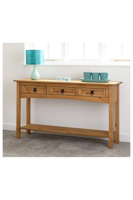 Corona 3 Drawer Console Table With Shelf by Debenhams | ufurnish.com