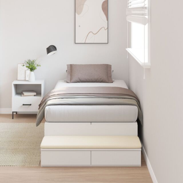 Berkfield Home Storage Bed Frame White Engineered wood 90 x 190 x 31.5 ...