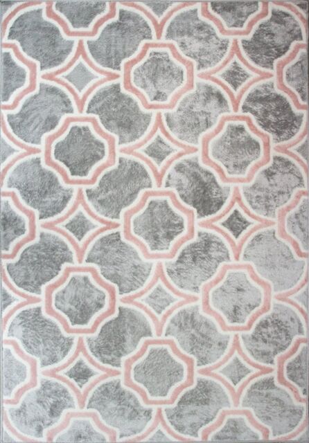 Blush Pink Grey Soft Textured Geometric Rug by Debenhams | ufurnish.com
