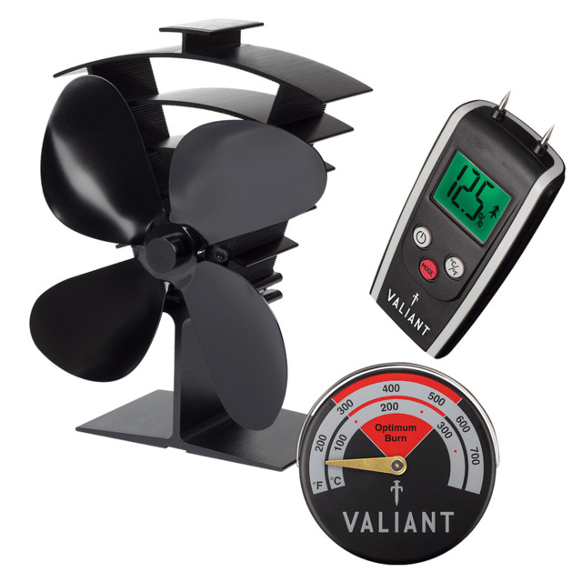 Premium IV Stove Fan, Magnetic Thermometer in Red & Moisture Meter for ...