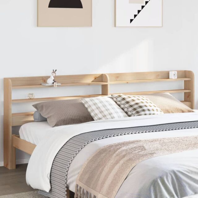 Berkfield Home Headboard with Shelves 180 cm Solid Wood Pine in Brown ...