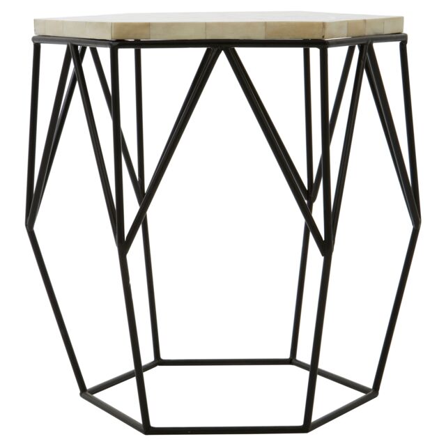 Geometric Hexagonal Side Table,Unique Decorative Table,Monochromatic