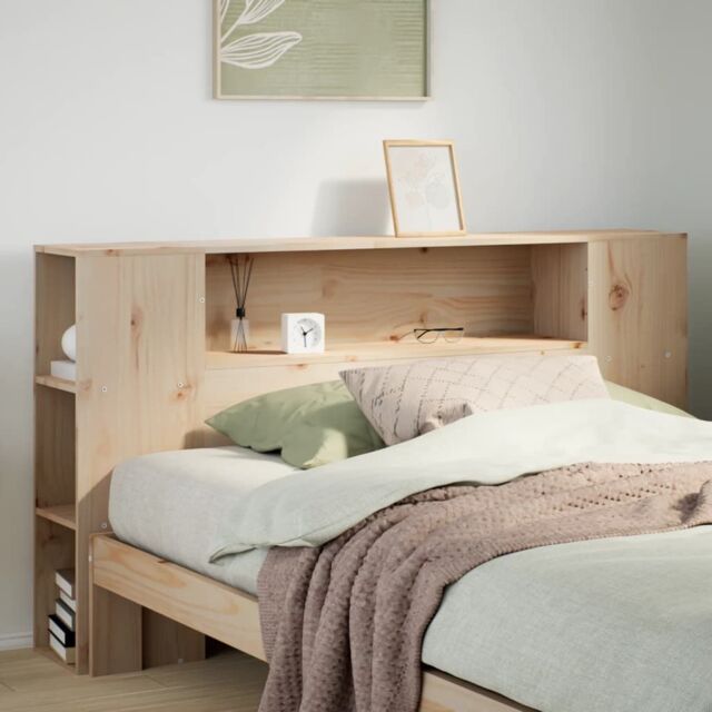 Berkfield Home Headboard with Storage 150 cm Solid Wood Pine in Brown ...