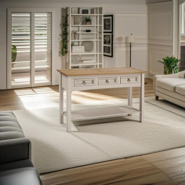 Three Drawer Grey Console Table by Debenhams | ufurnish.com