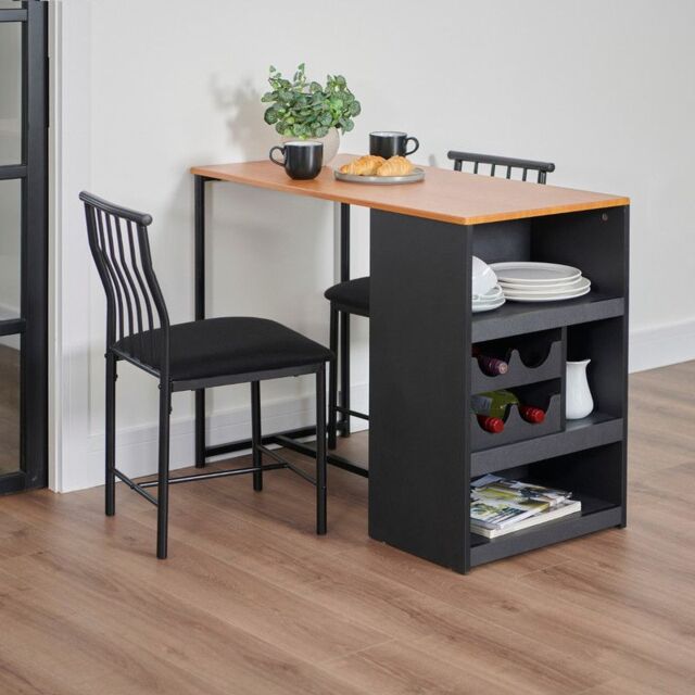 Bistro Racks Greenhurst Compact Bistro Set for Two with Storage & Wine Rack, Space ...