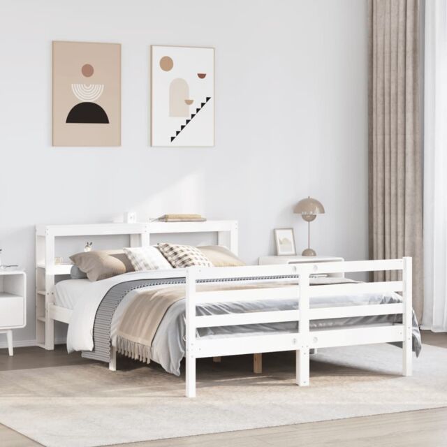 Berkfield Home Bed Frame without Mattress White 140x190 cm Solid Wood ...