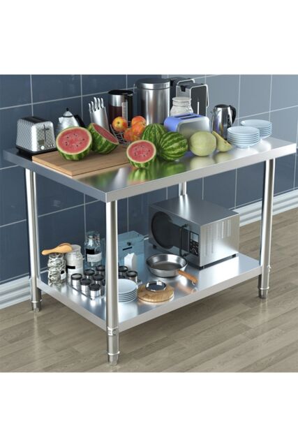2 Tier Multi-Functional Prep & Work Stainless Steel Table for Kitchen ...