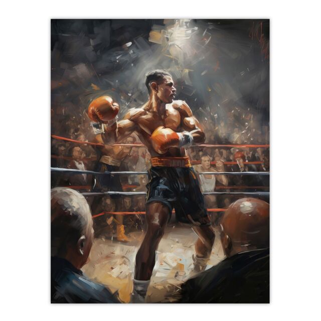 Curated visual reference: Fresh Look at Artery8 Wall Art Print Ringside Boxing Painting Artwork Middleweight