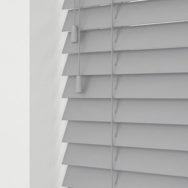 Wooden Venetian Blinds with Strings (120cm Drop) Anchor Grey by ...