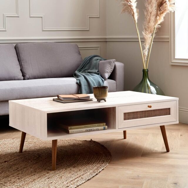 Coffee Table With Wood And Cane Effect by Debenhams | ufurnish.com