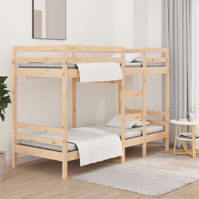 Berkfield Home Bunk Bed 90x190 cm 3FT Single Solid Wood Pine in Brown ...