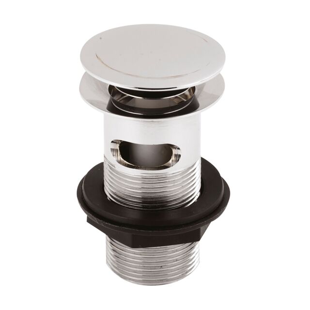 Slotted Button Balterley Round Stainless Steel Push Button Basin Waste Slotted Chrome ...