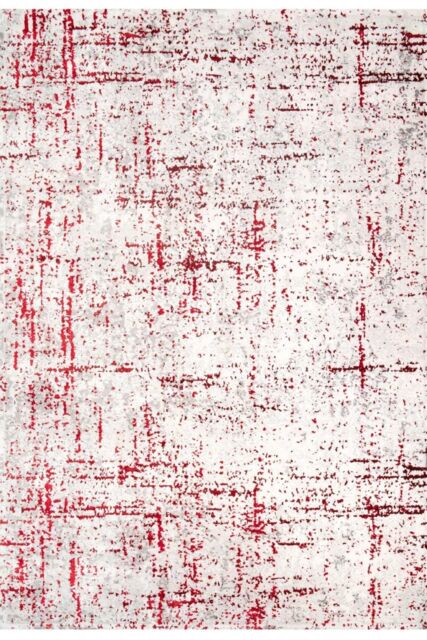 Red Grey Distressed Tweed Embossed Rug by Debenhams | ufurnish.com