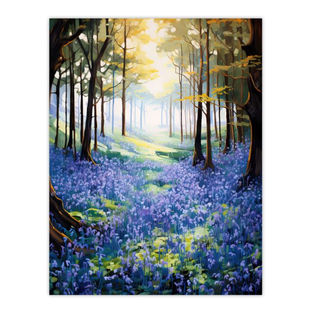Artery8 Bluebell Wood Spring Flower Woodland Scene Oil Painting
