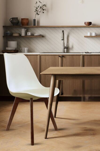Fusion Living Soho Plastic Dining Chair with Squared Dark Wood Legs in ...